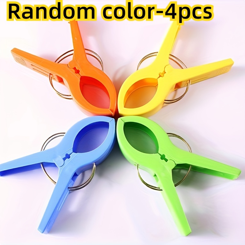 TEMU 4-pack Large Beach Towel Clips - Durable Plastic, Pool & Lawn Chairs, Prevents Towels From Blowing Away Beach Towels Beach Towels Oversized For