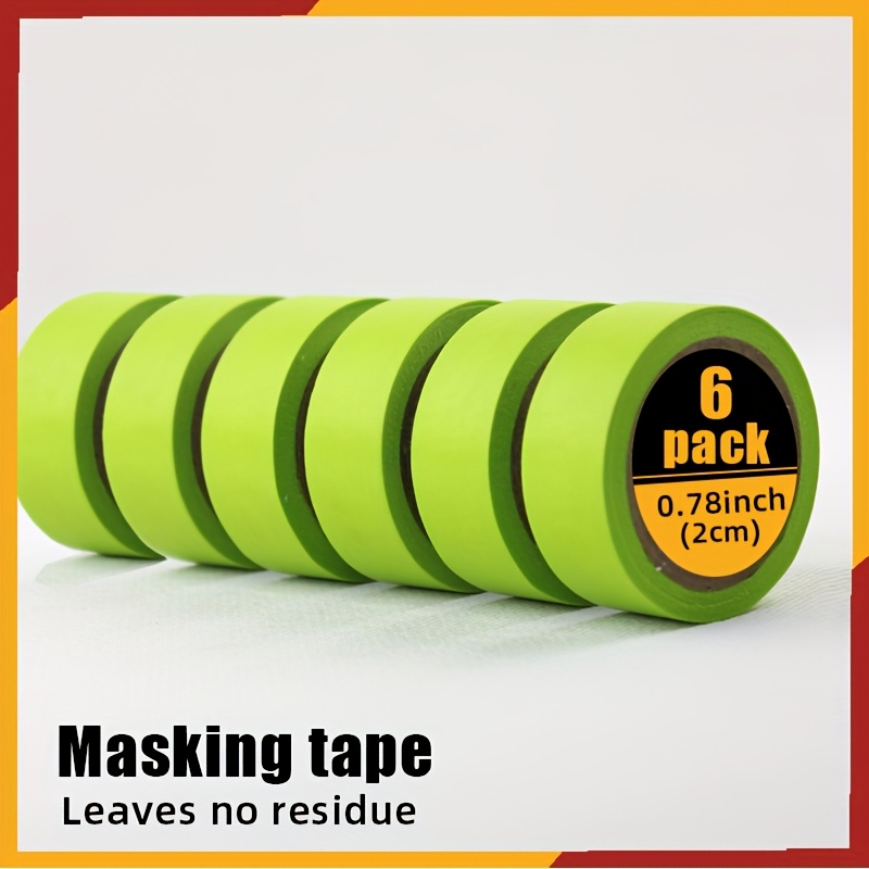 TEMU Un lot de 6 rouleaux de ruban de masquage vert, 2 cm (0,78 pouces) de large, conçu pour la protection des de peinture, la protection des bords