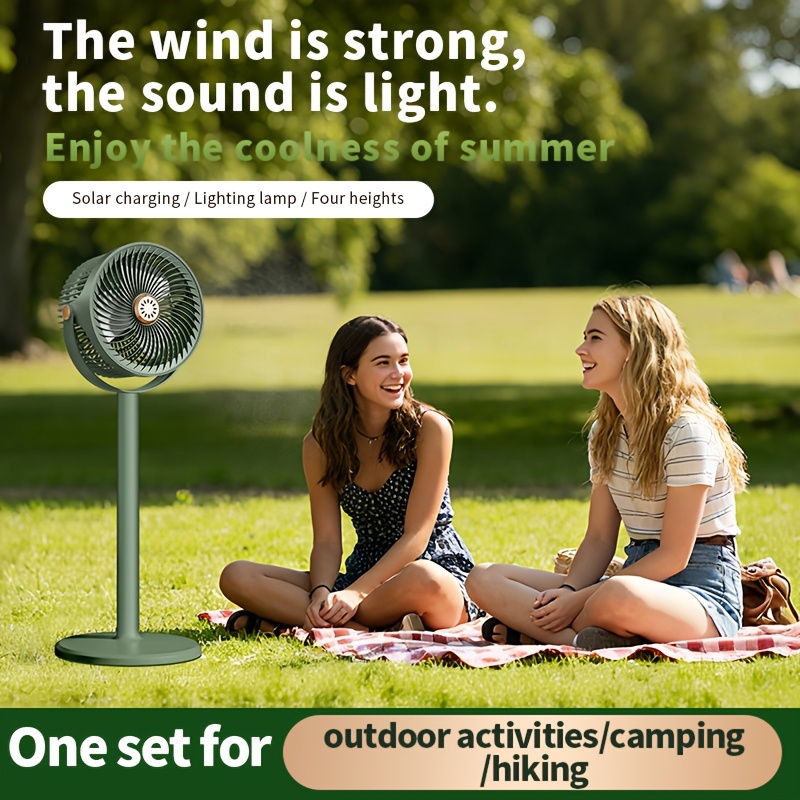 USB Charging Home Floor Fan, Solar Floor Fan, Outdoor Solar Charging Electric Fan, Retractable Floor Fan, Long-lasting and Durable Fan, Suitable for Home Living Rooms and Outdoor Camping