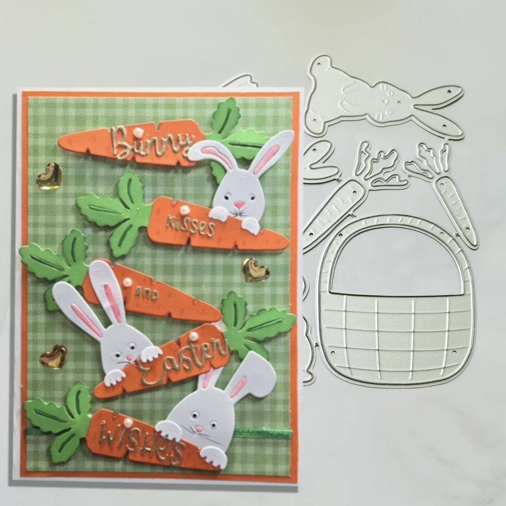 

Easter Bunny And Carrot Metal Die Cuts For Diy Scrapbooking And Card Making - Silvery Embossing Stencil Tool