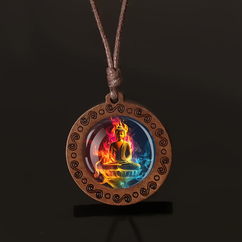 Twin Flame Shadow Wooden Pendant Necklace, Unisex