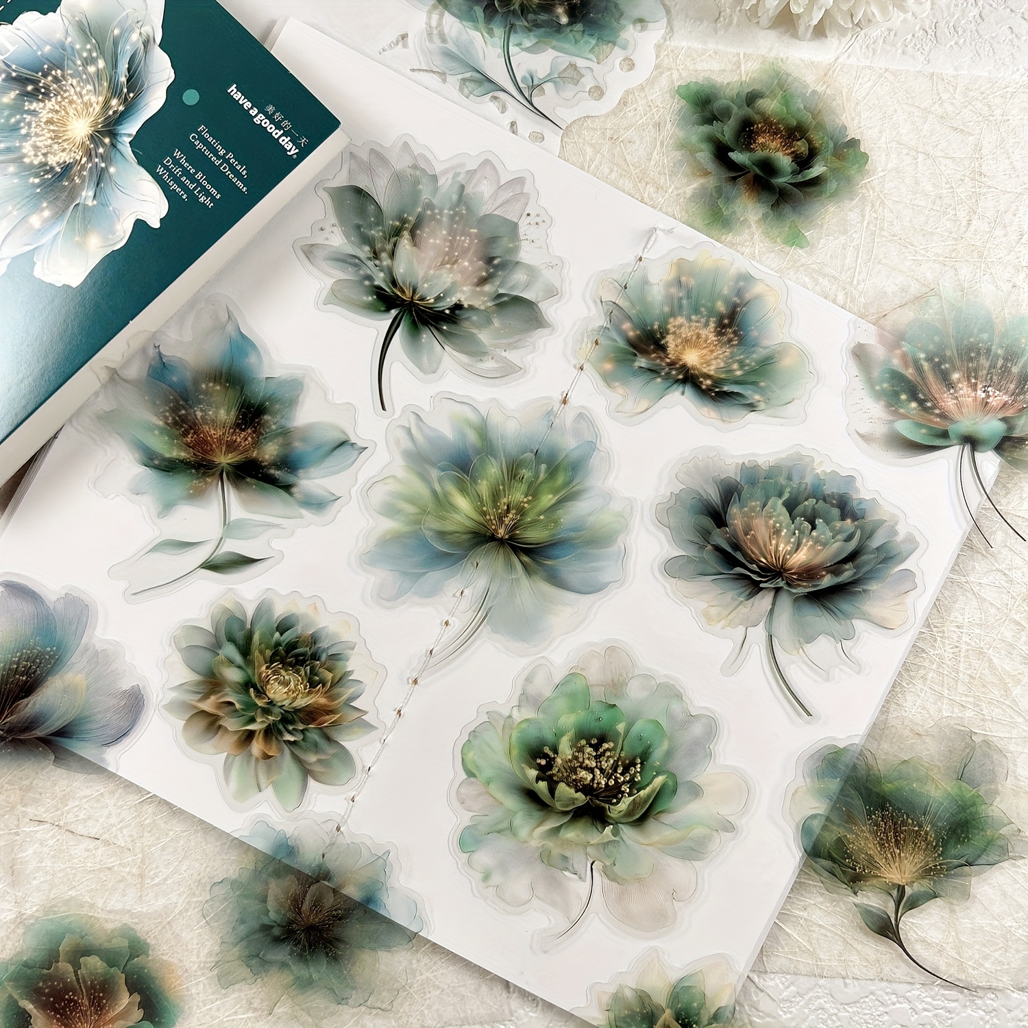 Image of A Pack Of 15 Vintage Transparent Stickers For Journal Collage Decoration Album Stickers