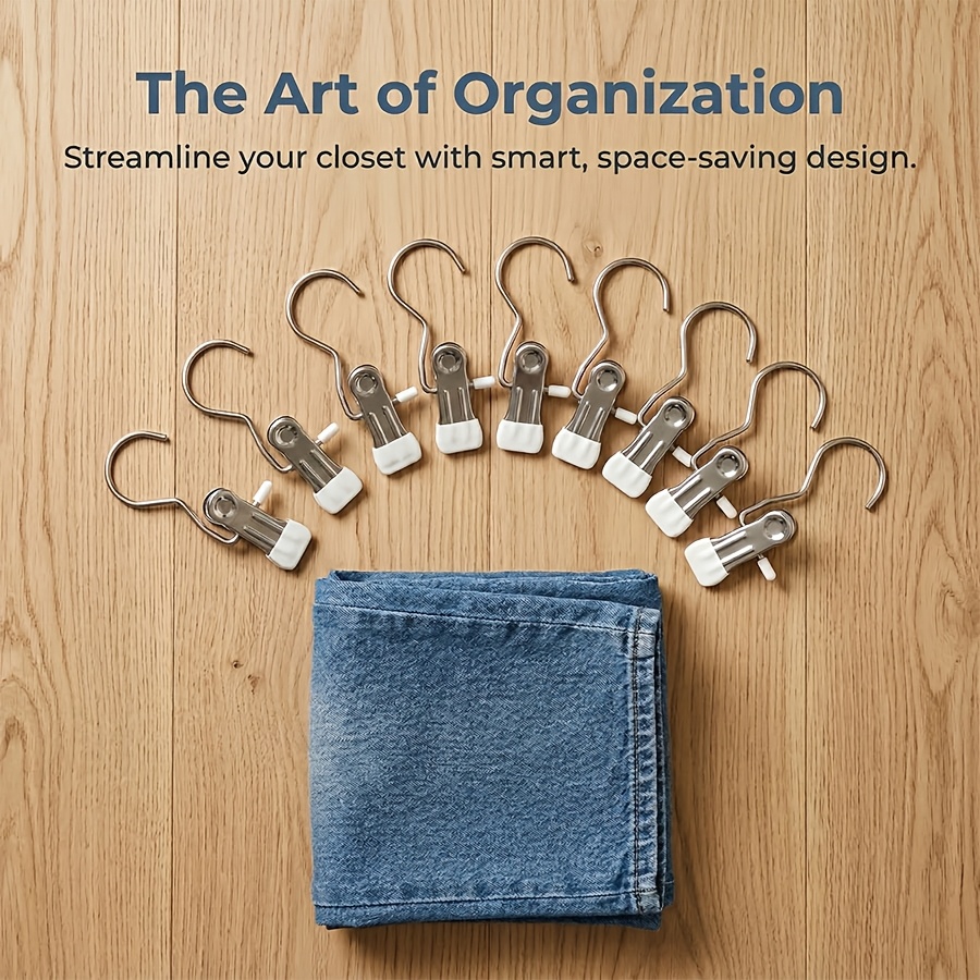 10pcs portable stainless steel clothespin hanger multi purpose closet organizer for balcony outdoor home storage for pants jeans skirts shoes boots