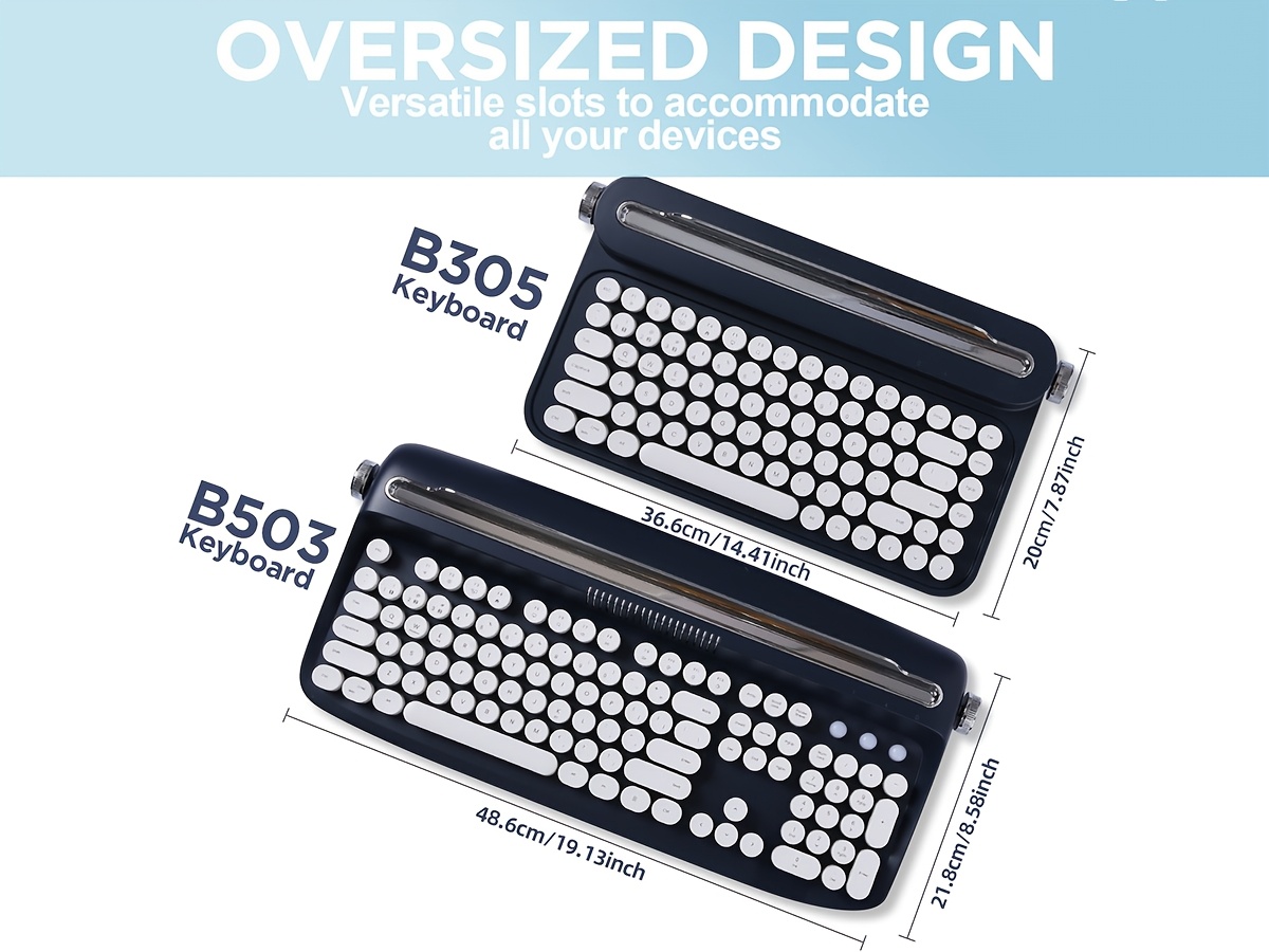 1pc retro wireless bt aesthetic keyboard ergonomic round multi device hotkeys media keys with adjustable stand non rechargeable aaa battery for 36 operating voltage details 2