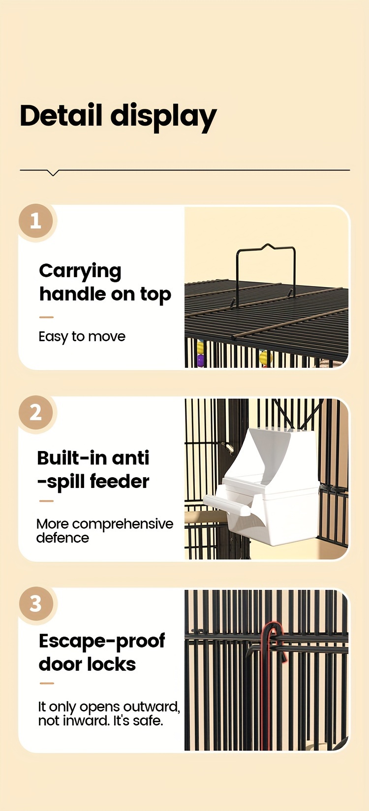 heavy duty metal bird cage with 0 8cm wire   durable small pet cage for squirrels rabbits hamsters small animals easy   secure latches ventilation grills small animal cage sleek metallic   sturdy construction Product details 8