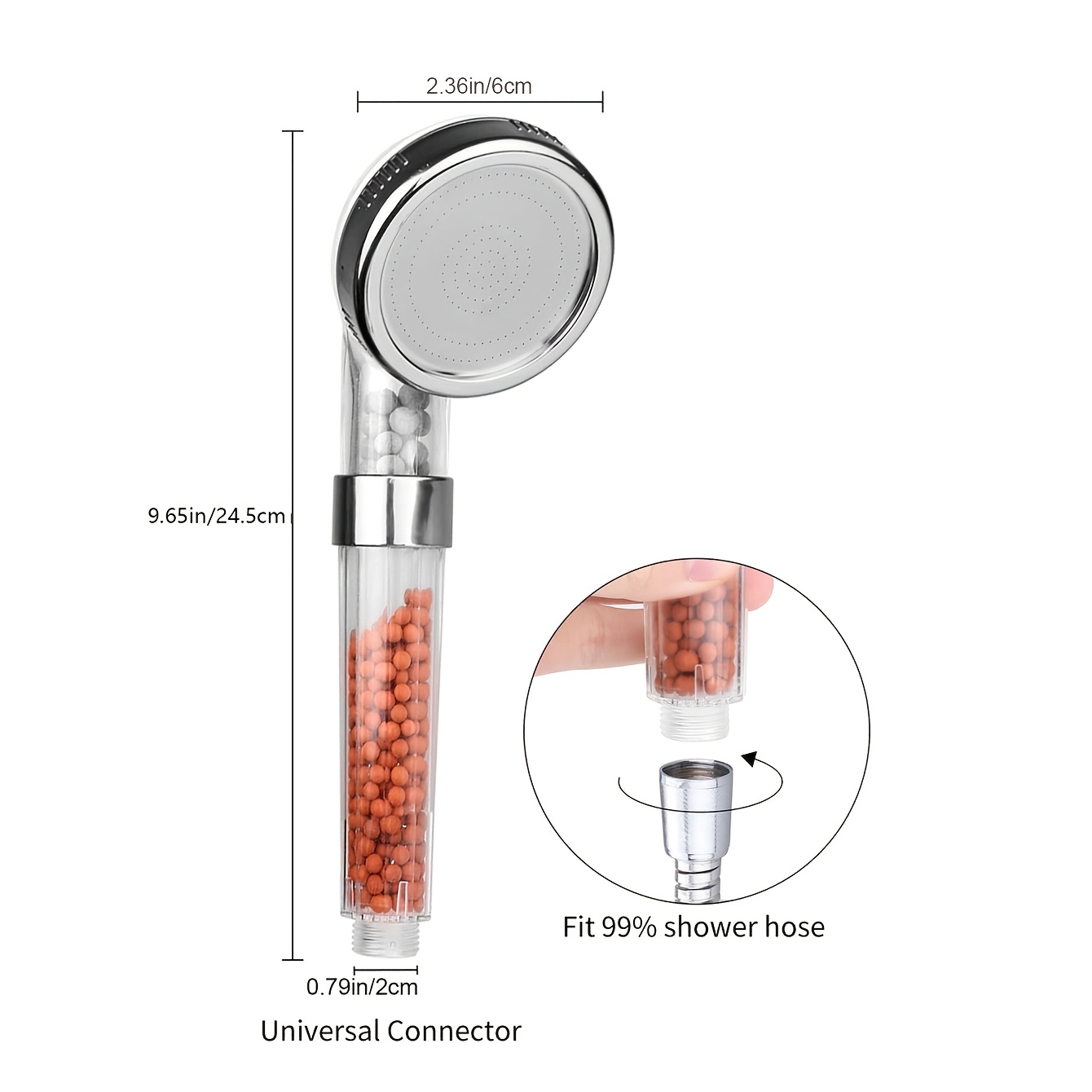 TEMU 1 pièce Pomme de douche TATUKIKO à haute pression et économie d'eau avec système de filtration, système de douche pluie en ABS adapté aux soins