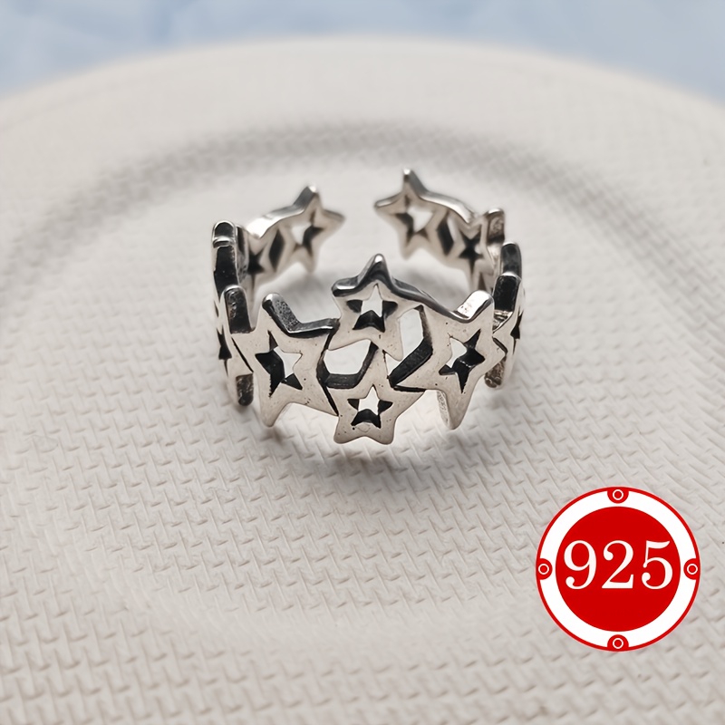 925 Silver Vintage Style Star Ring for Women