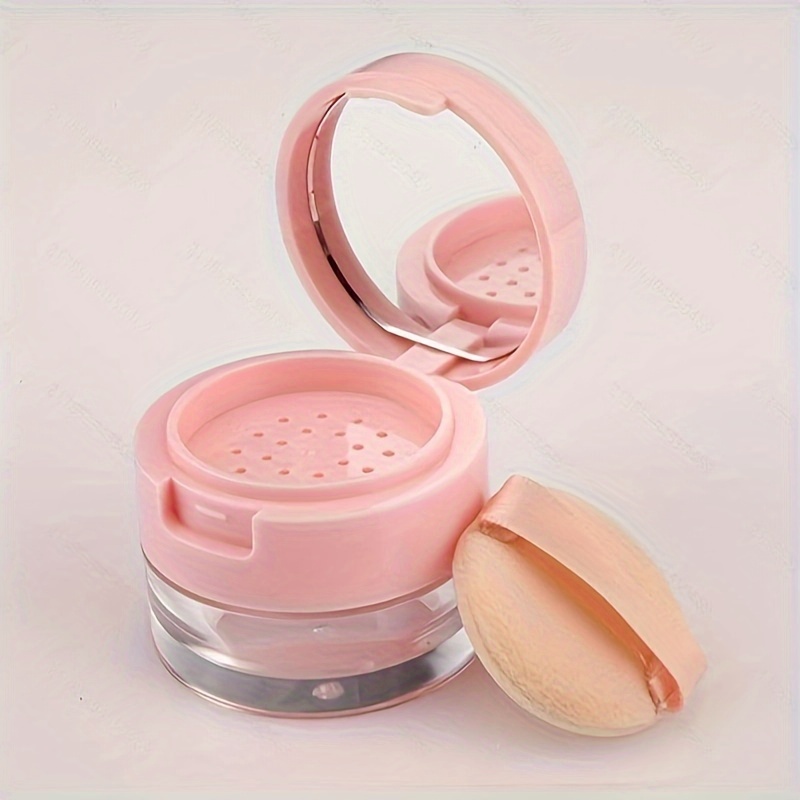 

1pc 5g Portable Plastic Powder Box Empty Loose Powder Container With Sieve Mirror Cosmetic Sifter Loose Jar Travel Makeup Container