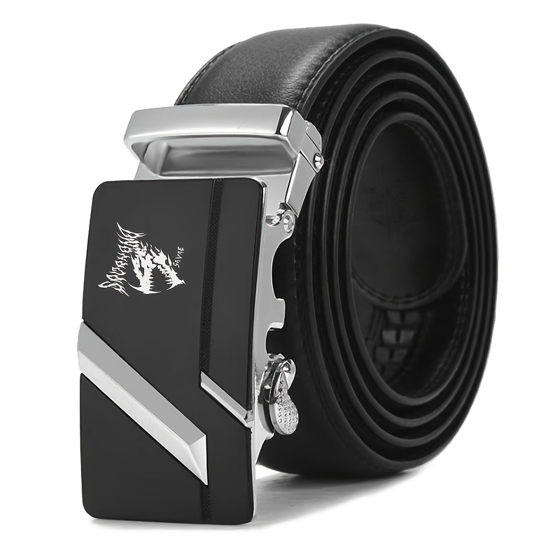 Men's Belt with Dragon Pattern and Automatic Buckle