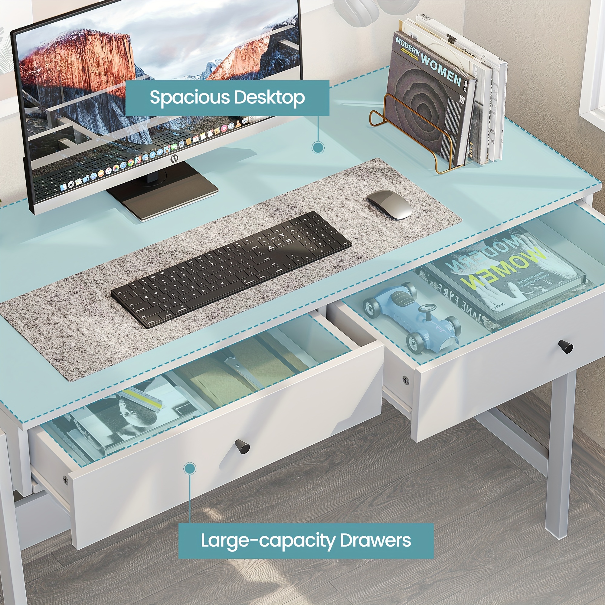 writing desk drawers modern wood study table Temu