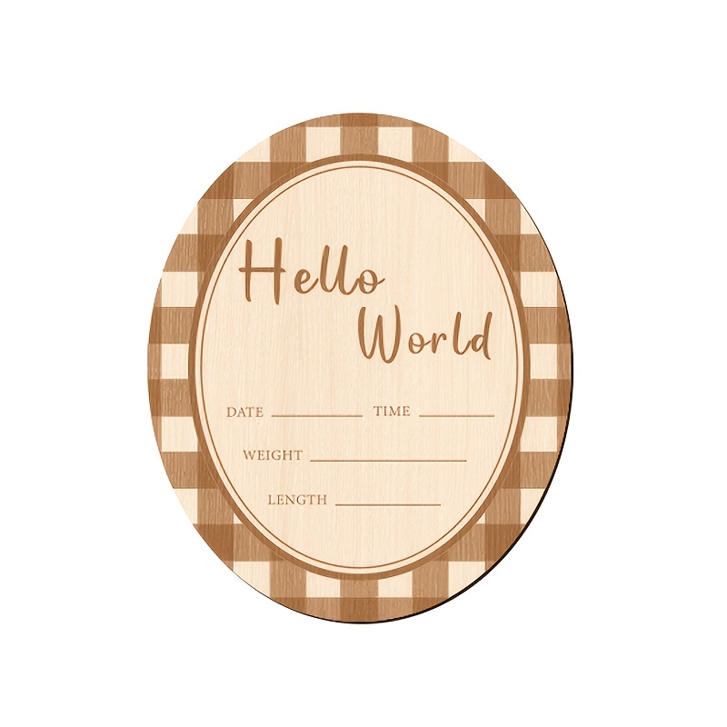Hello Sign Wooden Oval Decorative Plaque for Youngster Arrival