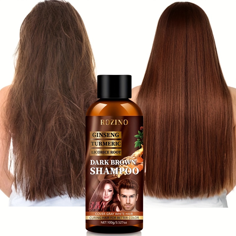 dark brown hair care shampoo contains ginseng turmeric - Temu