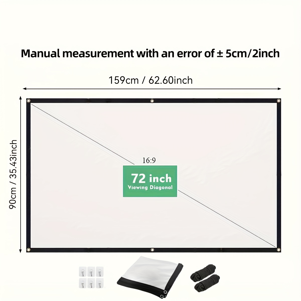 TEMU 72/100/120/150 Inch Compact, Portable And Thin Projection Screen, Home Theater Projector Screen For Indoor And Outdoor High-definition Movies,