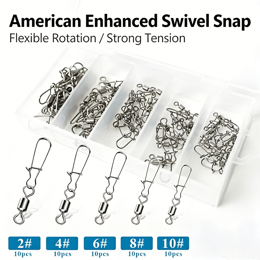 TEMU 50pcs Connecteur d'anneau style américain avec boucle en en acier inoxydable pour la pêche avec un hameçon de . Attache rapide pour ajouts