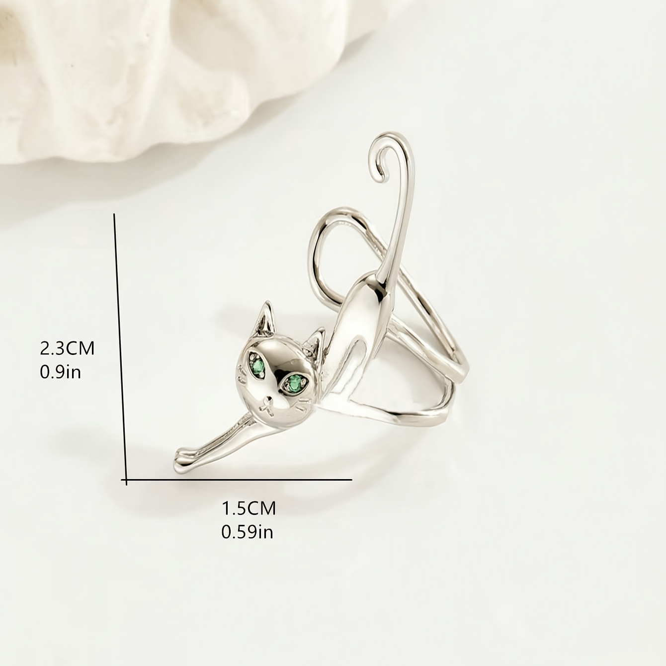 Stylish Minimalist Cat Copper Ear Cuff with Zirconia Inlay