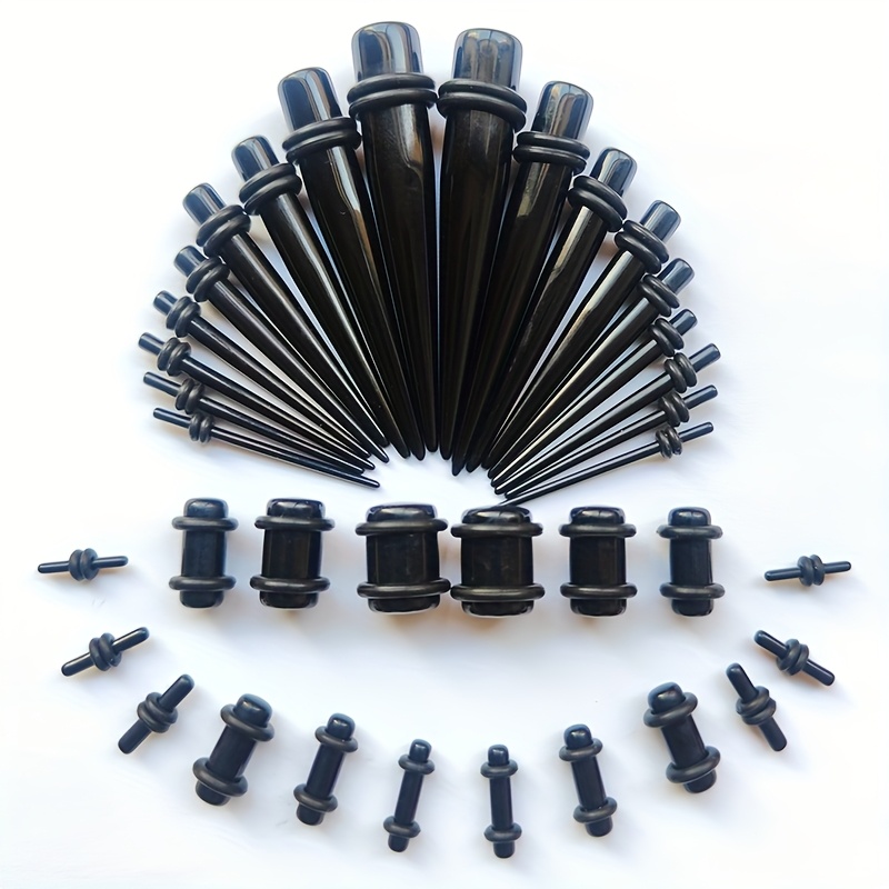 E-shop 36-teiliges Acryl Ohrstreck-Set für Anfänger, 14G-00G Ohrstärke-Set, Konus-Set, Ohrstrecker, Plug- und Tunnel-Set, Schmuck-Expander