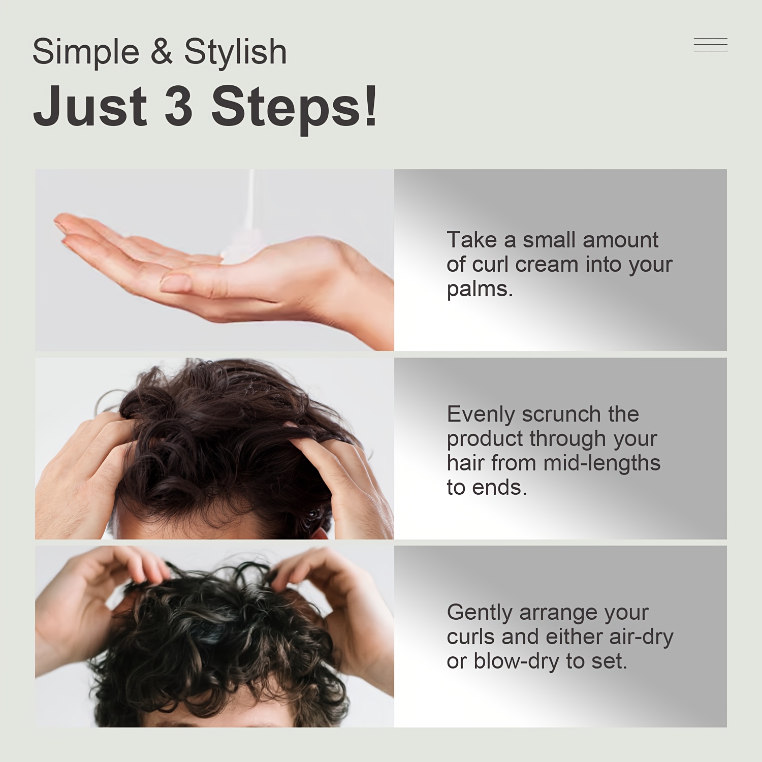 Crème Définissante Universelle pour Boucles Homme - Léger et Rafraîchissant, Sans Résidu (2A-4C) | Tenue Hydratante 24H, Finition Mate + Contrôle des Frisottis