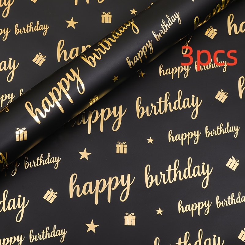 Image of 3-sheet Birthday Wrapping Paper | 50.01cm X 70.0cm, Paper Material, With "happy Birthday" And , Ideal For Gift Packaging For Birthdays And Holidays