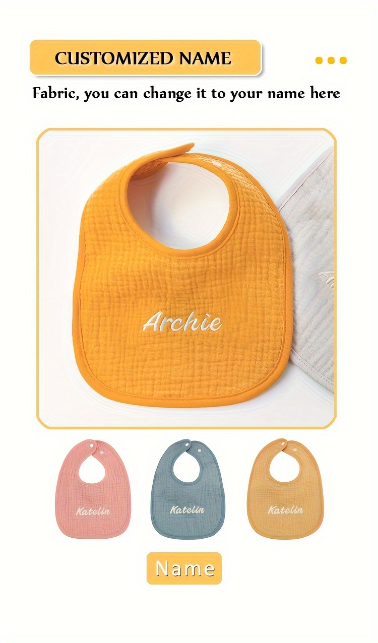 4 pack customized bibs with personalized name soft breathable   absorbent drool bibs with adjustable snap closure ideal for newborns christmas new year halloween gifts details 1