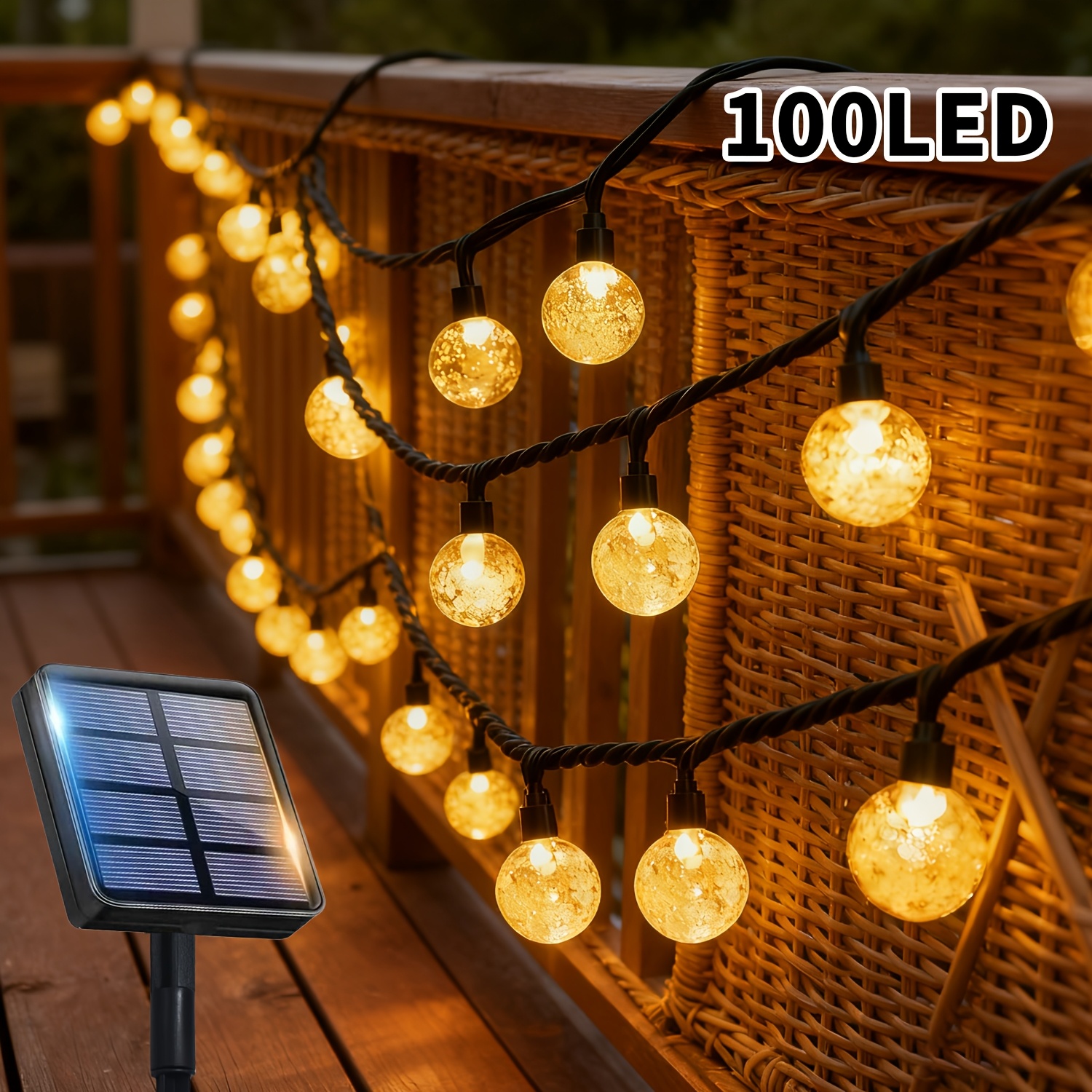 Indoor And Outdoor Solar String Lights, 100/50/20 Led Beads With 8 Fairy Lights, Automatic Switch, Wedding Party Courtyard Garden Camping Cafe Ballroom Decorative Lights