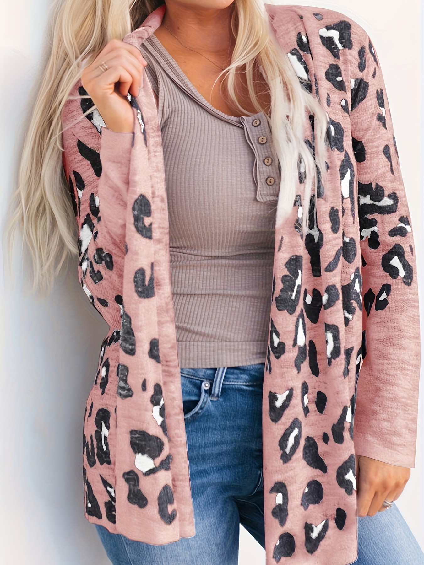 Leopard print sweater clearance coat