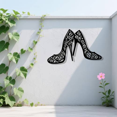 1pc high heeled shoe metal wall art elegant high heeled shoe statue mural ideal gift for valentines day wedding anniversary fashion enthusiasts powder coated metal wall decor wall sculptures bedroom wall balcony fence stylish