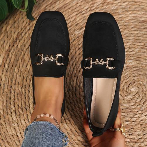 new womens fashionable small square toe single shoes with decoration comfortable and lightweight suitable for work walking parties vacations and home women shoes