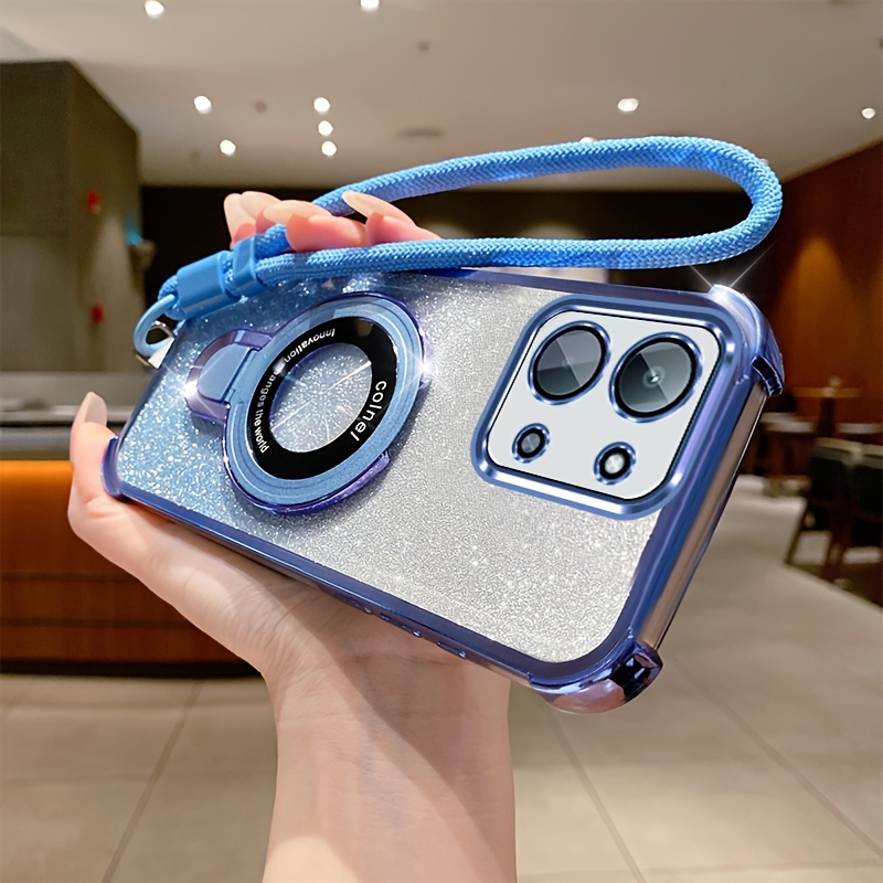TEMU Phone Case - Compatible With The Redmi 15c 4g International Version, This New High-end Magnetic Phone Case Features A Transparent Electroplated