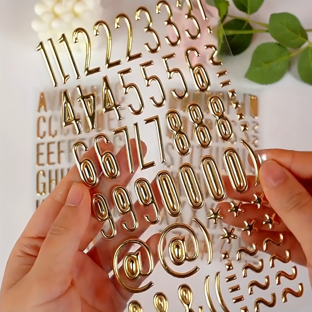 

3 Sheets (170pcs) 3d Embossed Golden Letters And Numbers Stickers, Suitable For Mother's Day, Father's Day, Birthday Parties, Weddings, Holiday Decorations, Diy High-end 3d Embossed Stickers