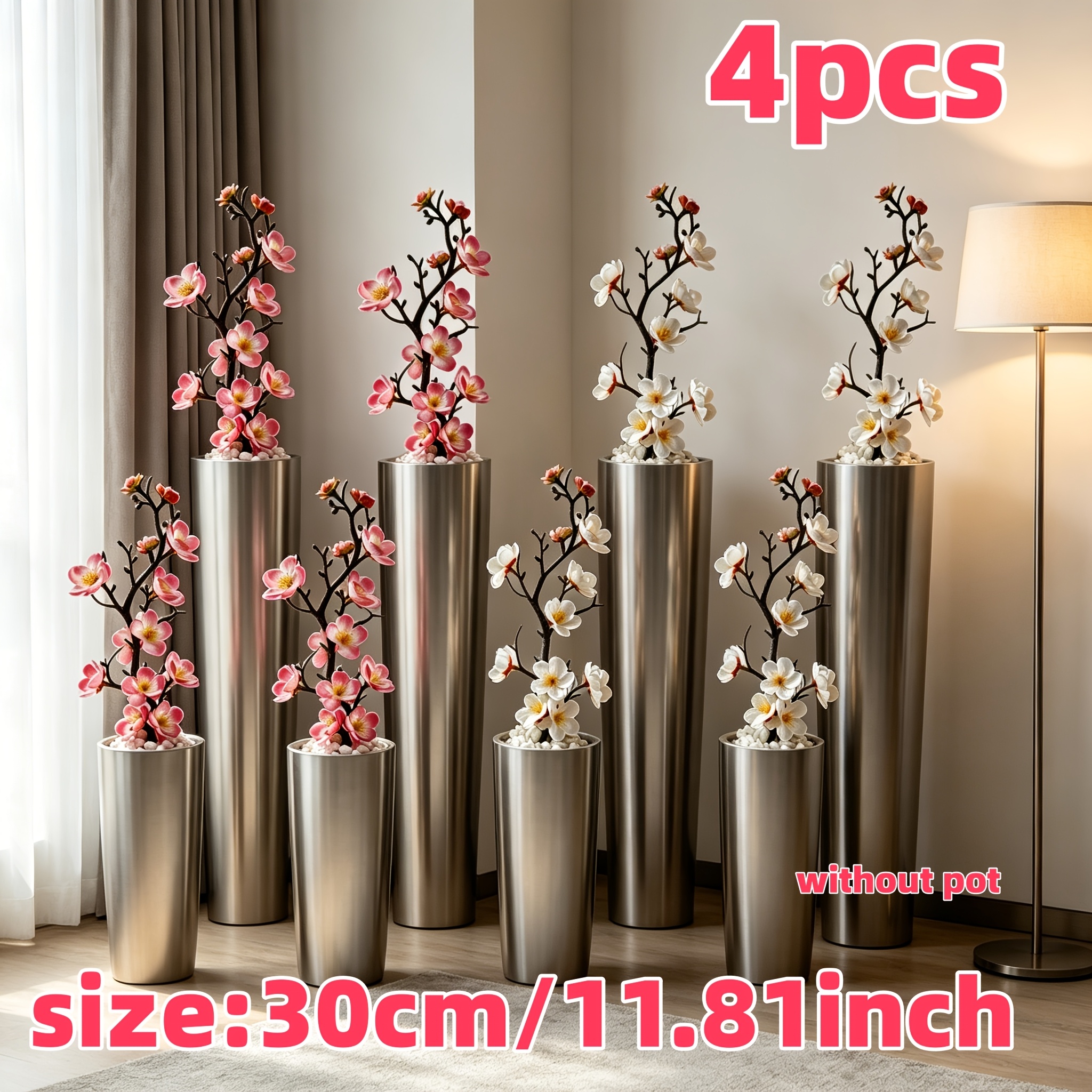 TEMU 4pcs Set - Artificial Potted Plant / Artificial Flowers / Romantic Gradient - Simple Style | Suitable For / Juneteenth / Father's Day /