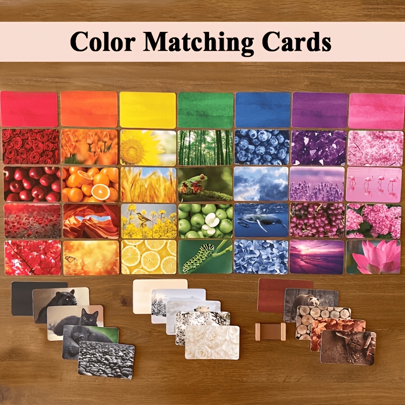40 Cards + 10 Color Name Cards For Color Recognition Games, Visual Attention Exercises, And Color Matching Activities