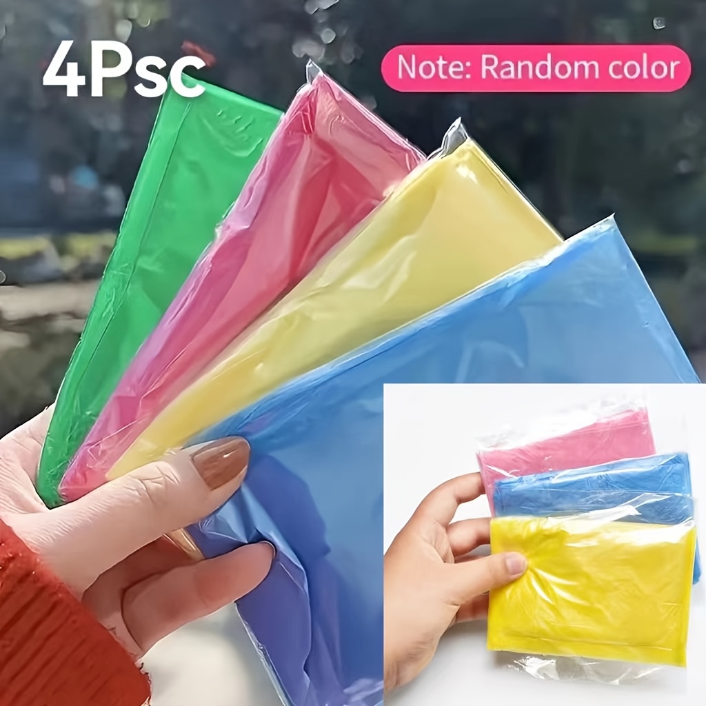 2/4pcs Random Color Portable Disposable Raincoat Set - Perfect For Camping, Hiking, Cycling, And Traveling!