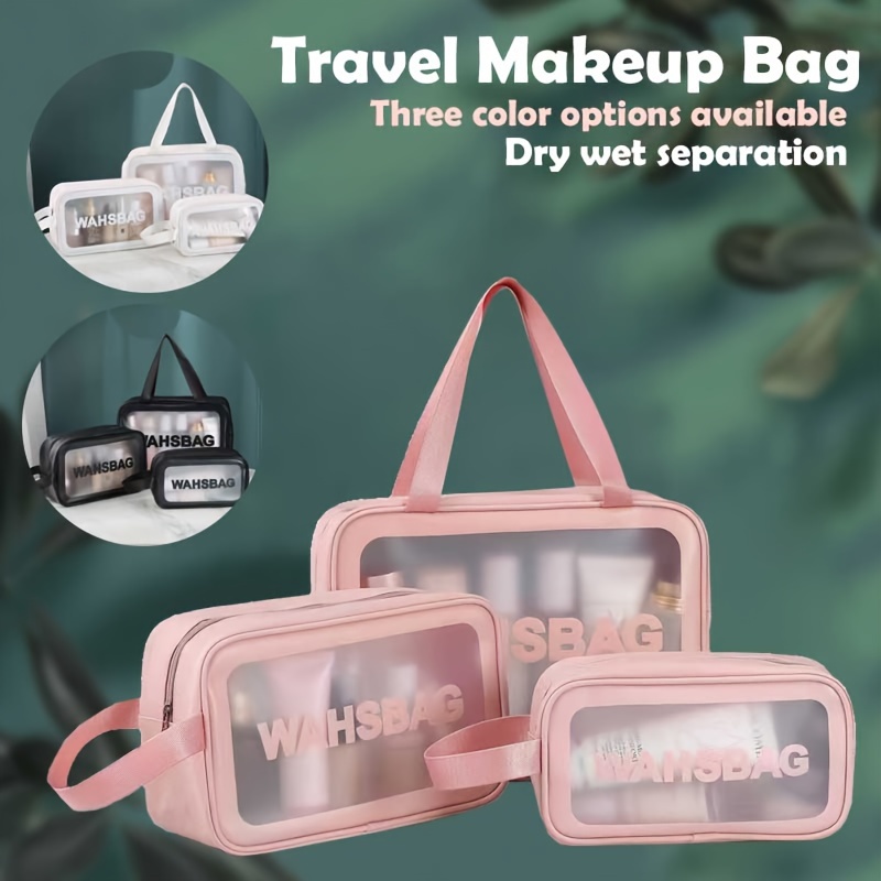 

A Portable Large-capacity Toiletry Bag Set Of 3 Pieces, Hand-carry Storage Bag, Cosmetic Bag, Sealed Storage With Super Large Capacity, Dry And Wet Partition Storage