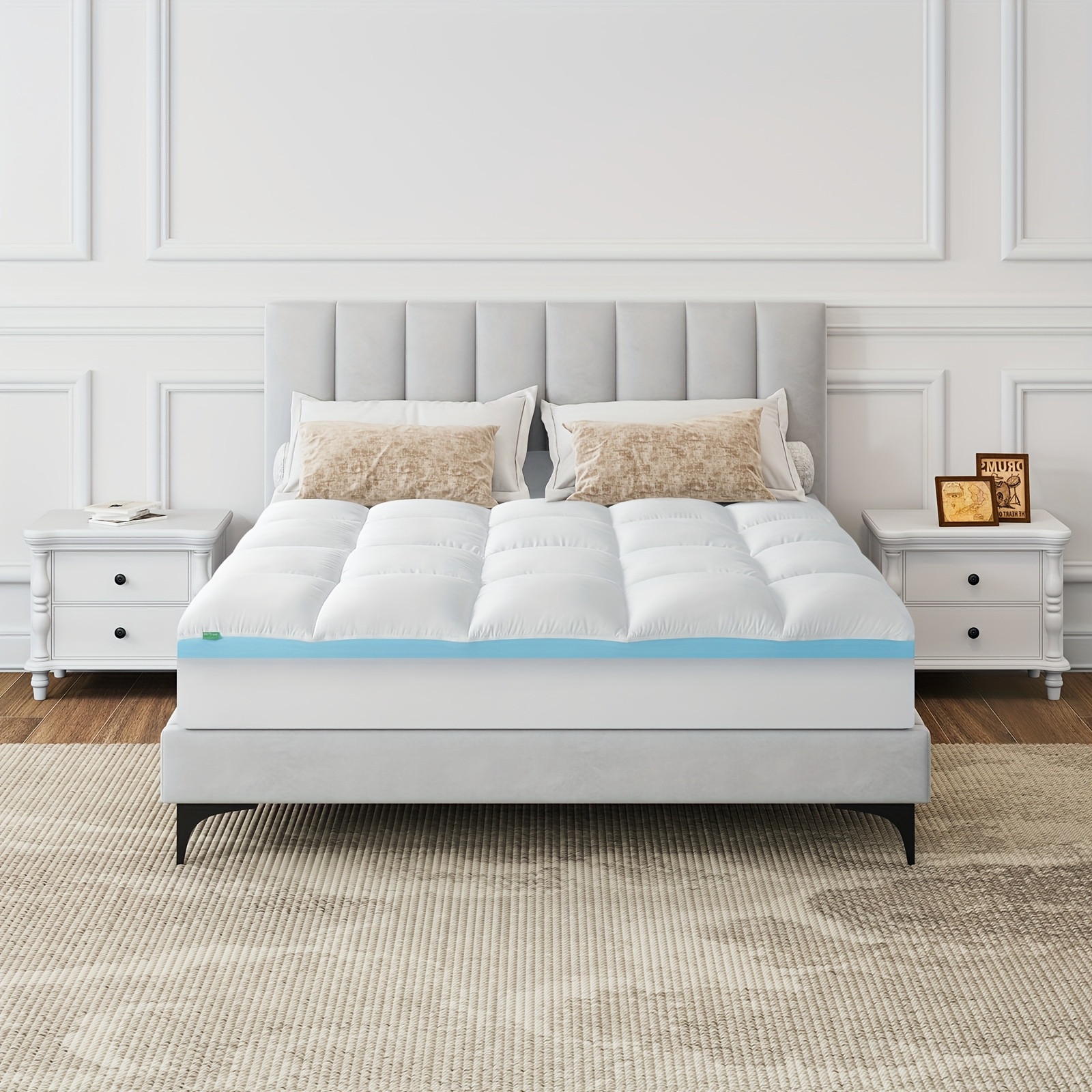 Image of 7.5cm H3-h4 Gel Mattress Topper With Washable Fiber Filling Top Cover & 360° Deep Pocket, Soft And Breathable Mattress Topper For Box Spring Beds And Uncomfortable Beds, Sofa Beds