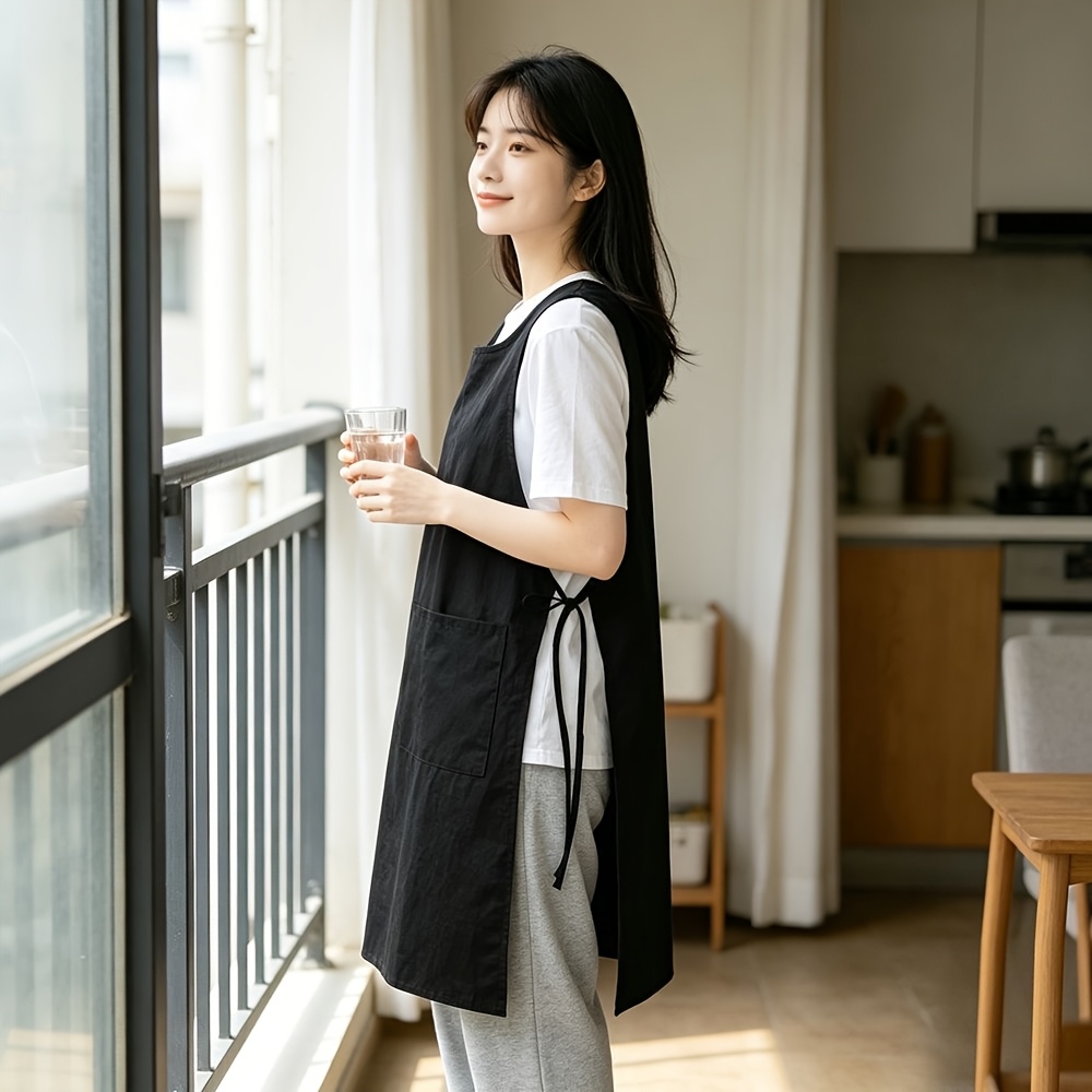 TEMU 1pc Easy Vest Apron, 2pcs Design, Thin Straps On Sides, Non-pick Body Shape. Full Of , Suitable For Home Kitchen, Work Catering, Coffee Shop Use