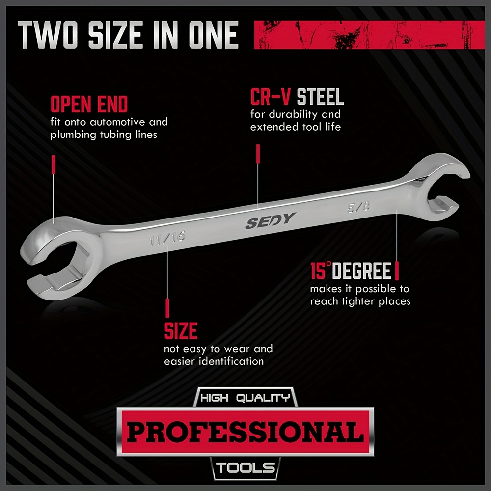 Set of 4 Flare Nut Wrenches for Brake Pipes
