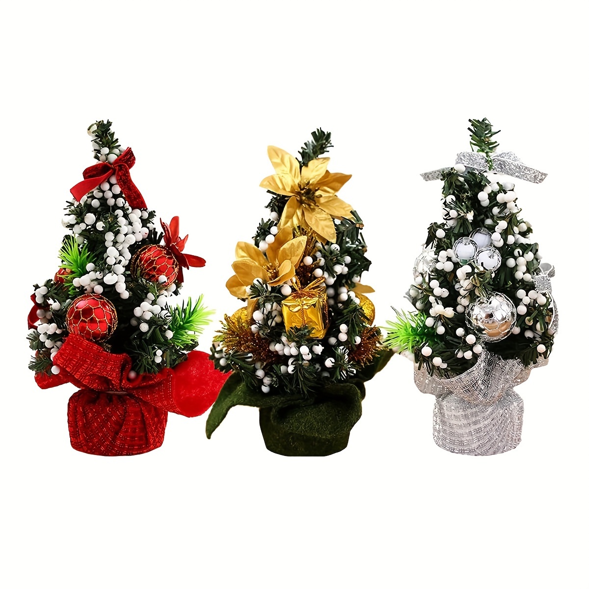 3pcs Small Christmas Tree Mini Christmas Tree With Base For Desktop Home Kitchen Office Balcony Christmas Decoration