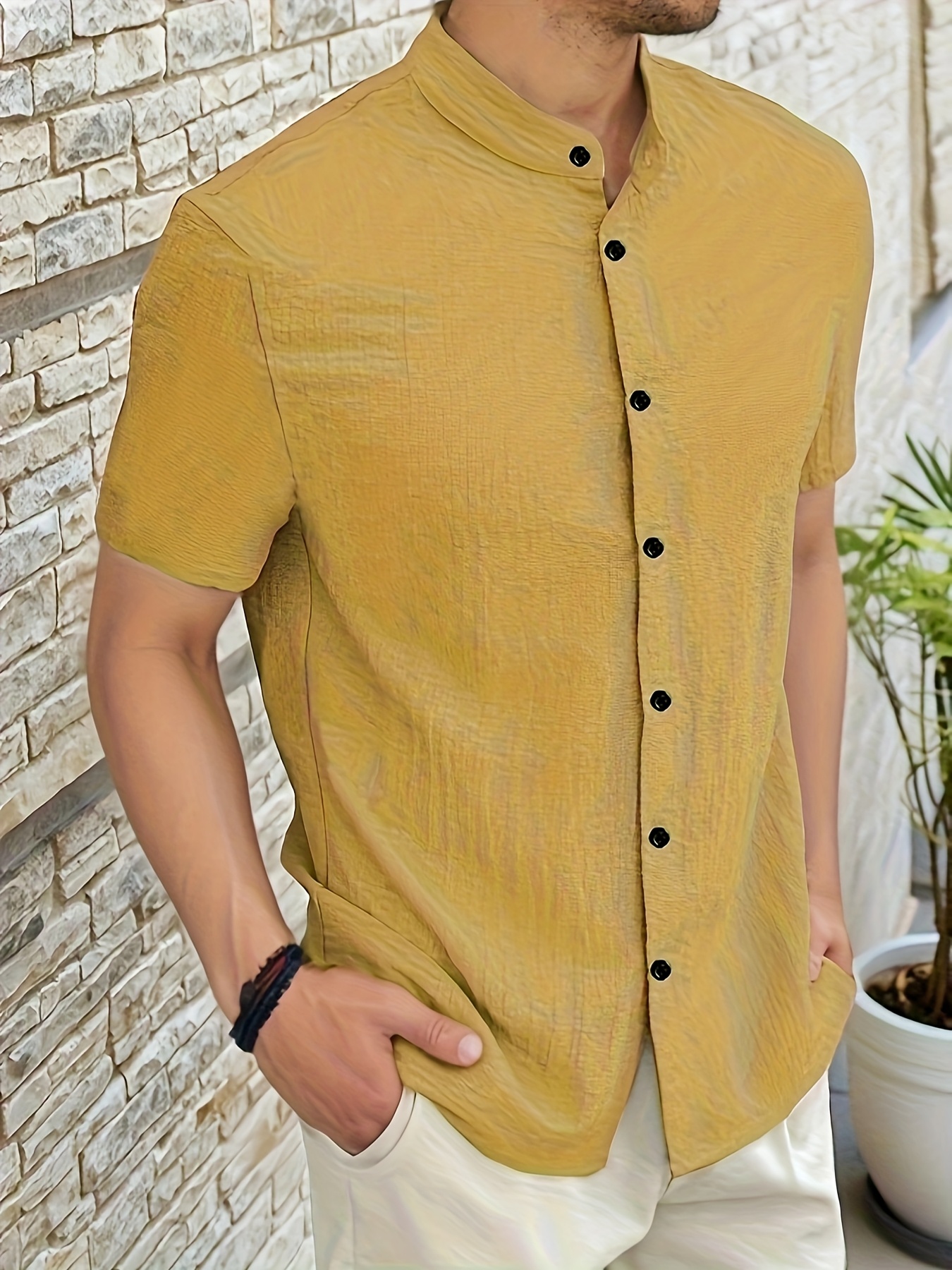 Camiseta Casual de Manga Corta para Hombre C14, Color Sólido y Diseño Simple