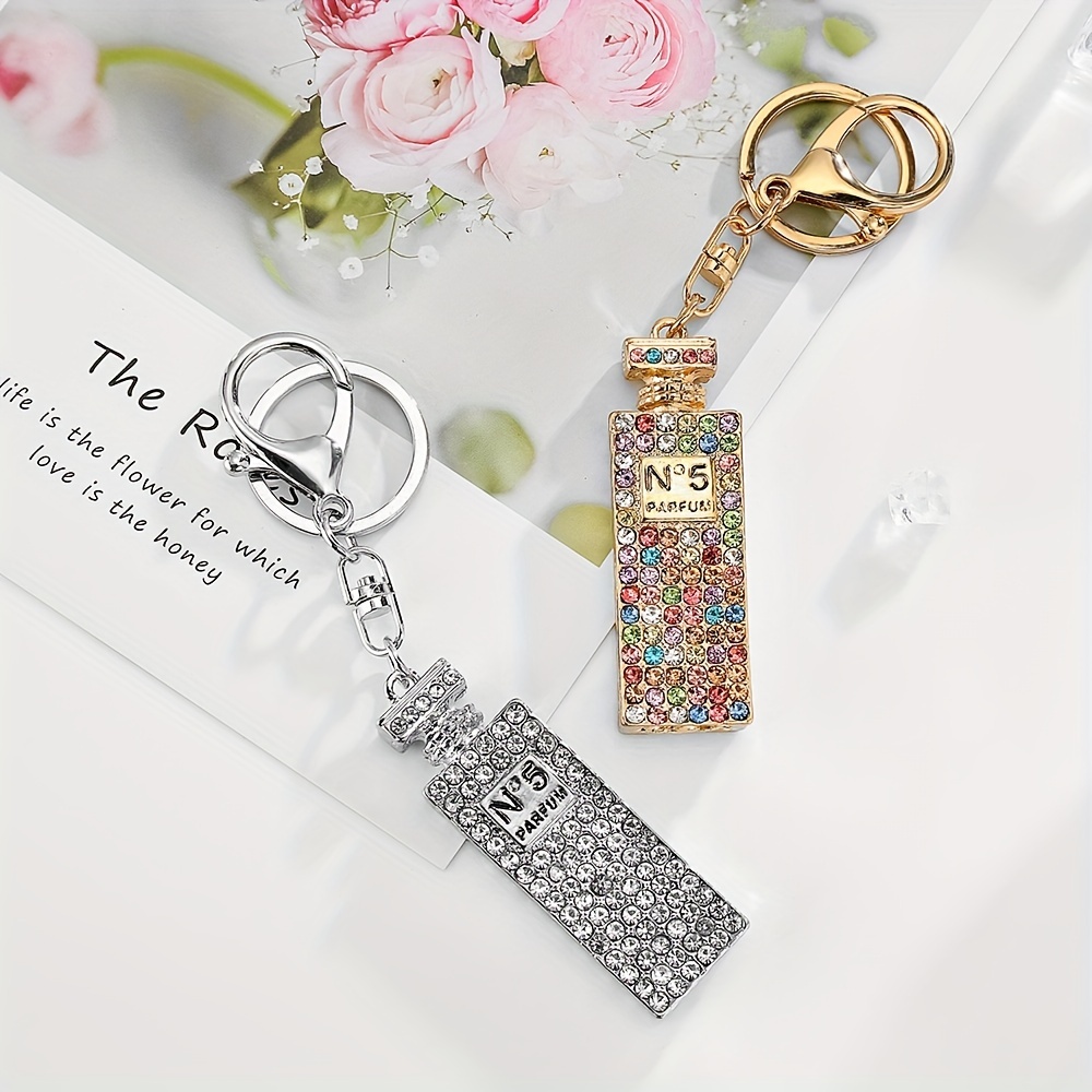 

Luxury Rhinestone Keychain For Women And Girls, 1pc Sparkling Rhinestone Perfume Bottle Car Pendant Keyring, Fashionable Bag And Car Key Decor, Ideal Gift For Mother's Day