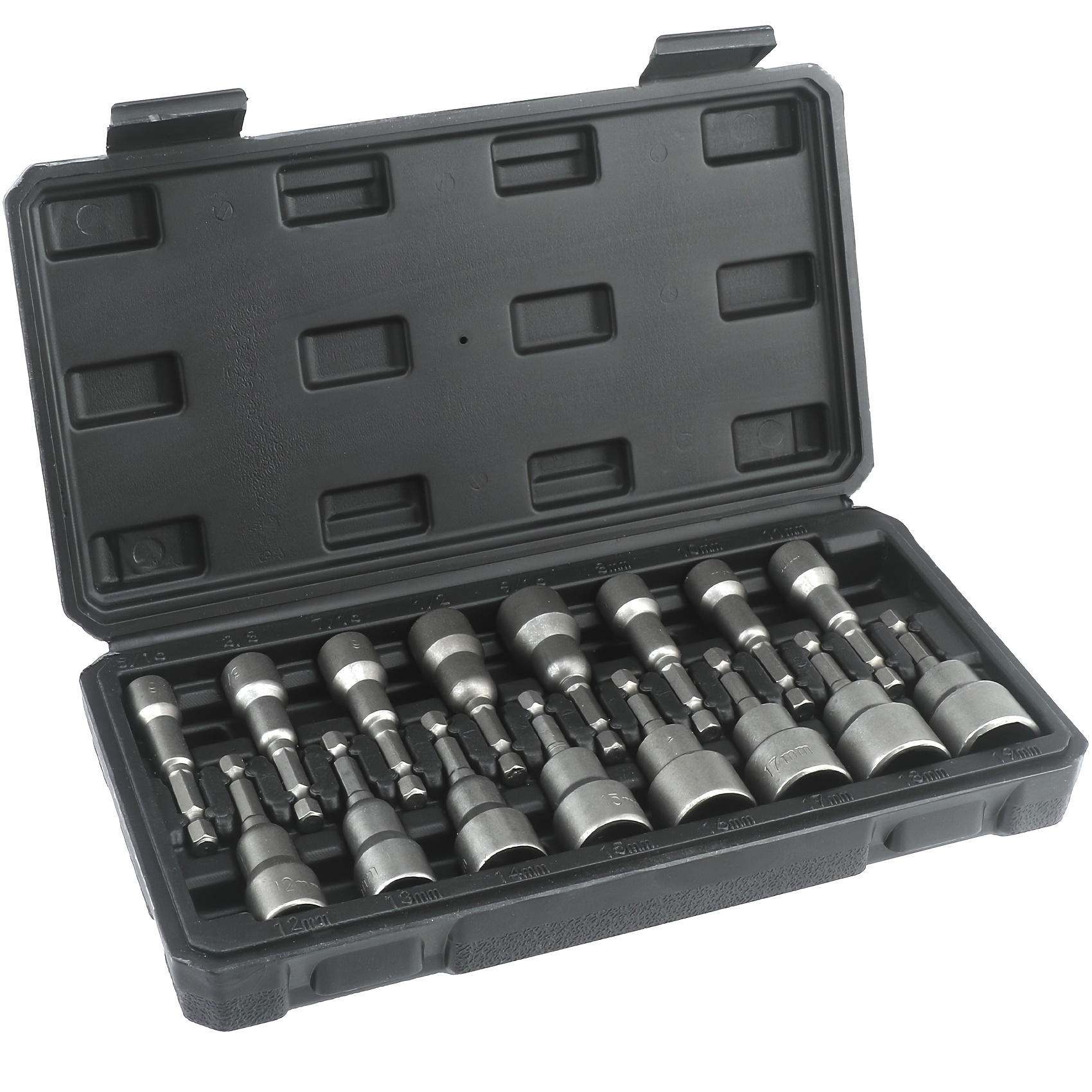 Magnetic Nut Driver Set, 12/16pcs Impact Nut Driver Set, Sae And Metric, Chrome Vanadium Steel, 1/4" Hex Shank