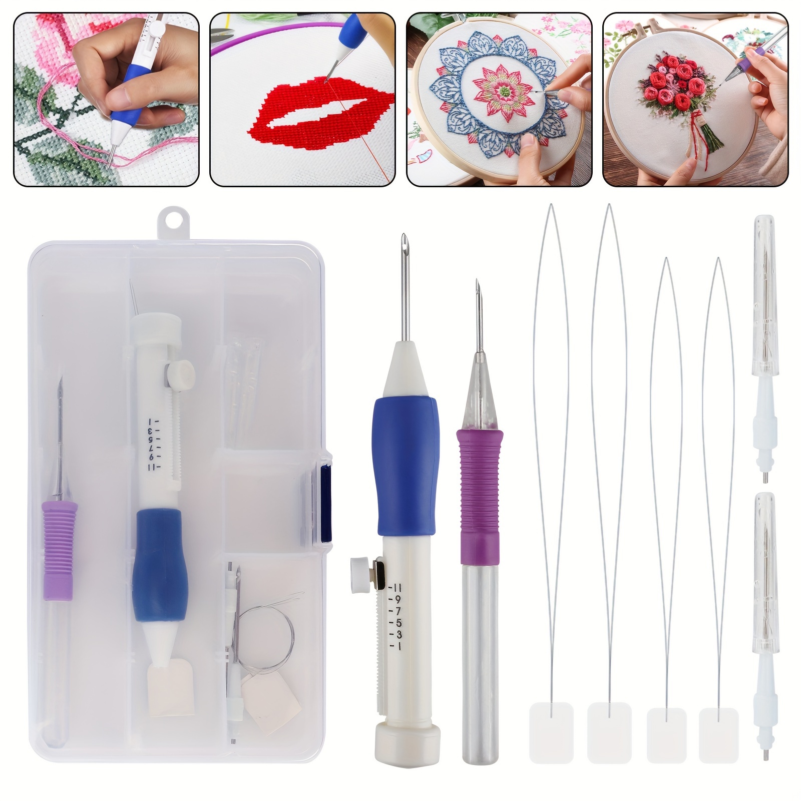 

Diy Embroidery Punch Needle Kit, Sewing Tool Set For Clothing Customization With Ergonomic Pen, Needles, & Storage Box