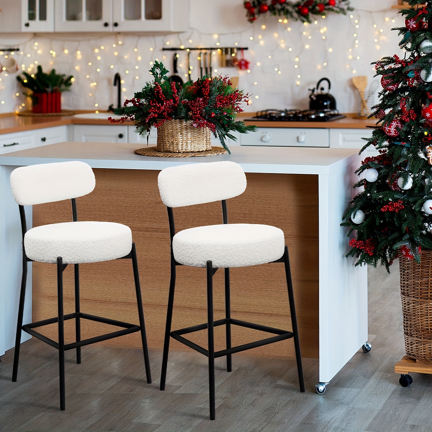 bar stools set 2 27 inches counter height bar stools back - Temu display picture 1