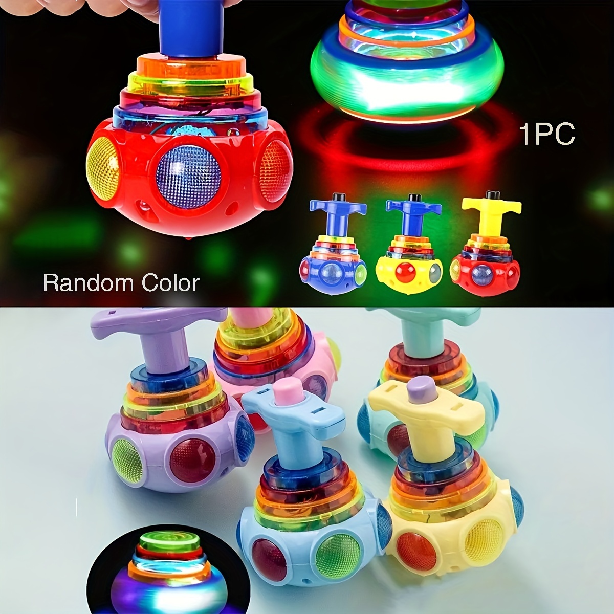 

Innovative Led With Music, Rotating Gyroscope, Creative Spinning Top Toy, Classroom Gift, Party Gift, Outdoor Birthday Gift, Random Color Easter Gift