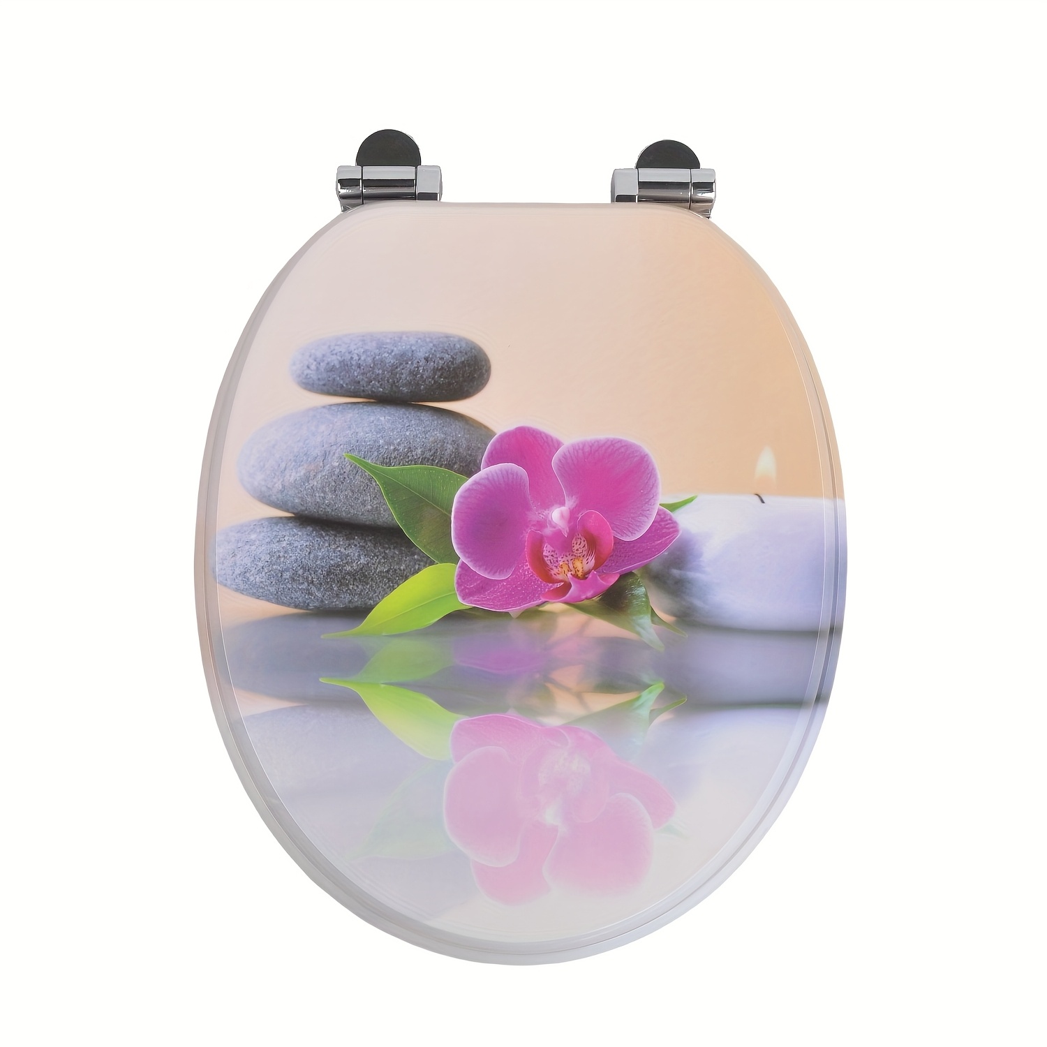 TEMU Siège de Toilette Automatique SINOBATH, Noyau en Bois MDF, Charnière à Fermeture Douce, Ronde, Durable & Hygiénique, Siège de Toilette pour