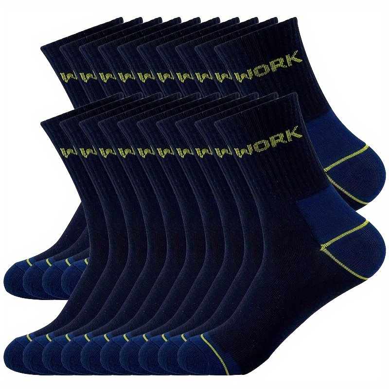 20 Paar Heren Mid-Calf Sokken, Ademende Lange Sokken, Effen Kleur, Veelzijdige Sport- en Casual Herensokken