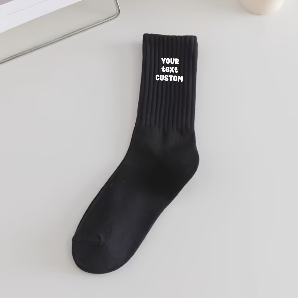 TEMU A Pair Of Custom Embroidered Sports Socks, Personalized With Unique Text For Men And Beautiful Women, Featuring Fun Custom Images For Couples.