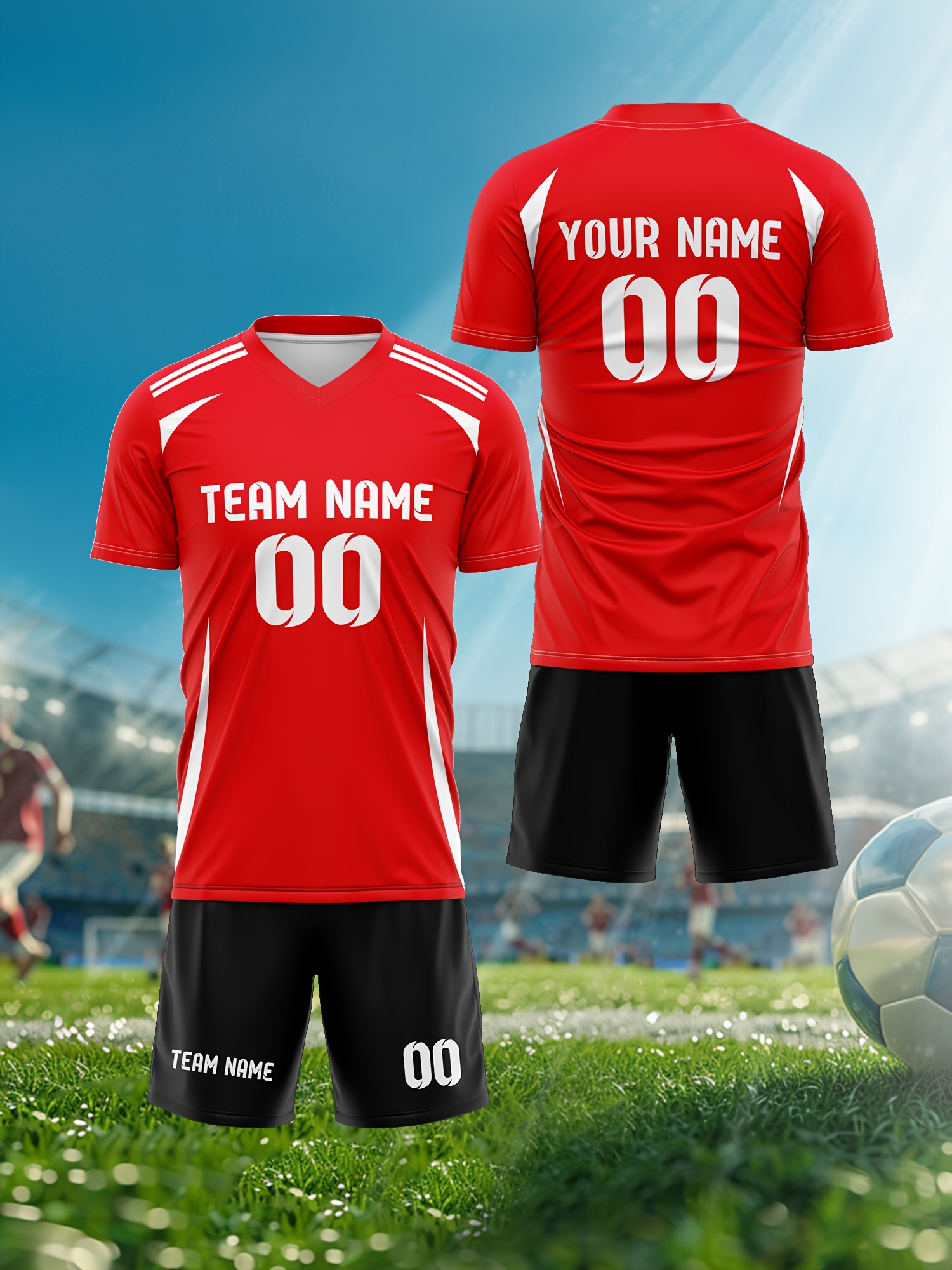 2025 summer autumn v neck t shirt football suit set men Temu