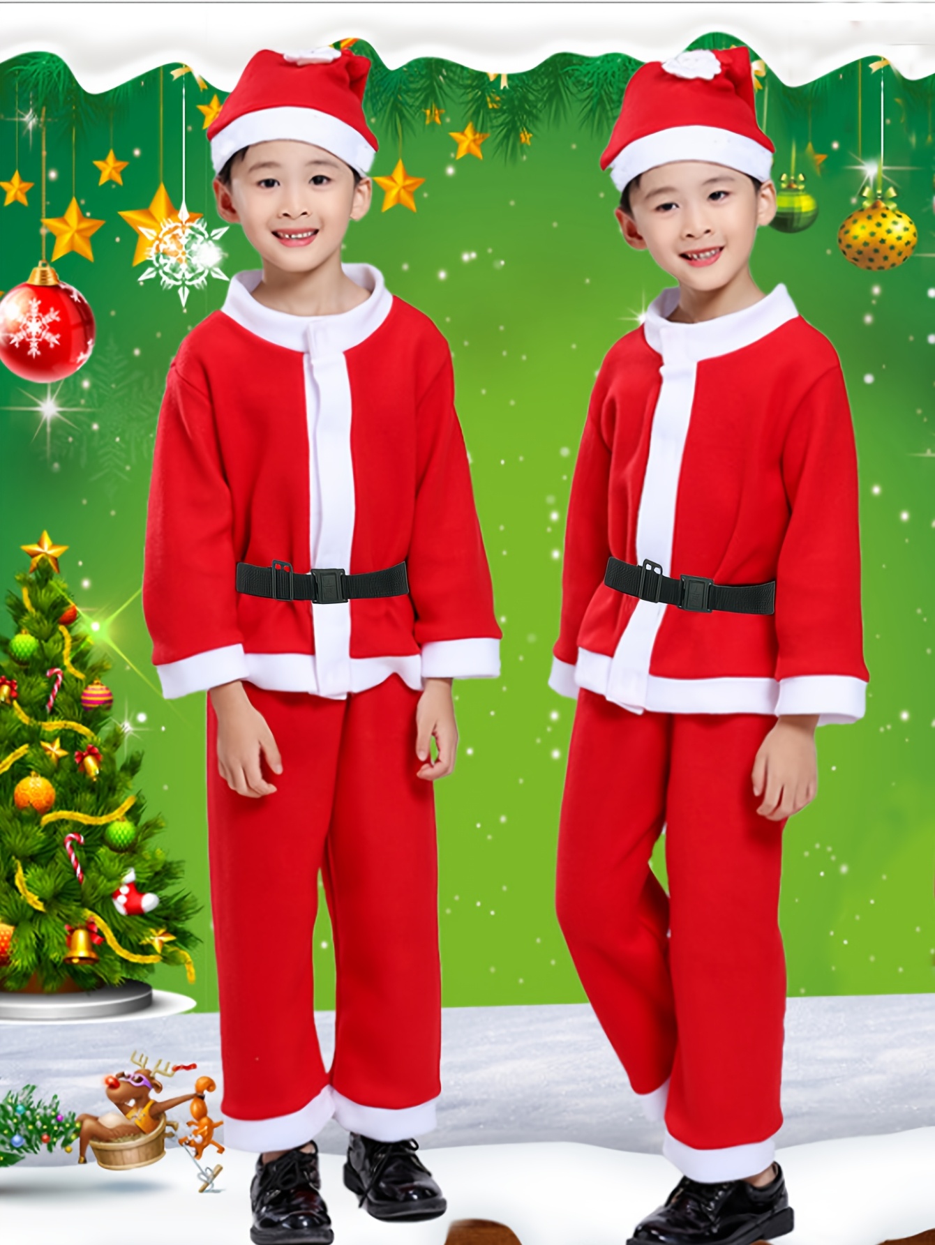 traje santa claus niños niñas 4pcs set top larga Temu El Salvador