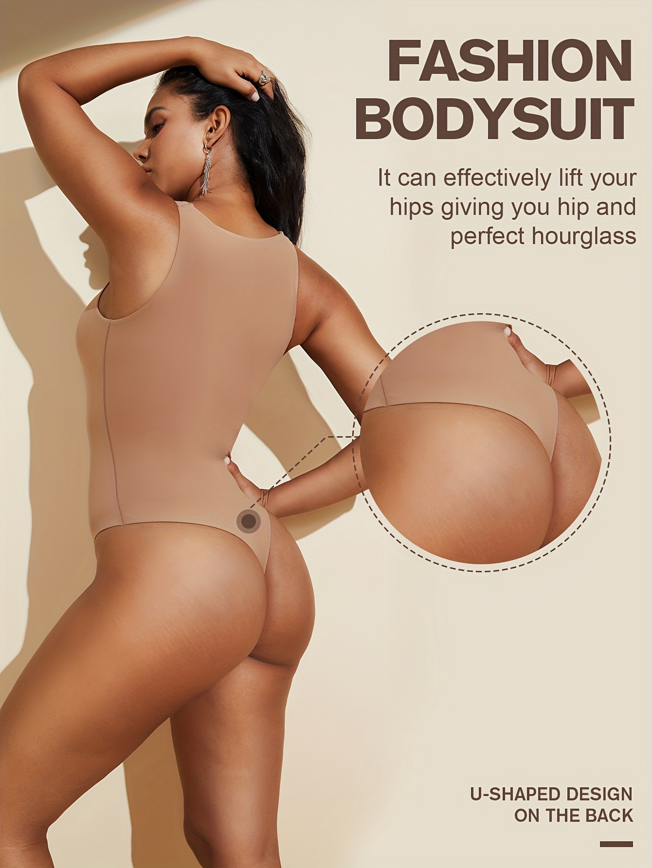 Body Sexy Botones Arriba Faja Control Barriga Cuello Redondo - Temu