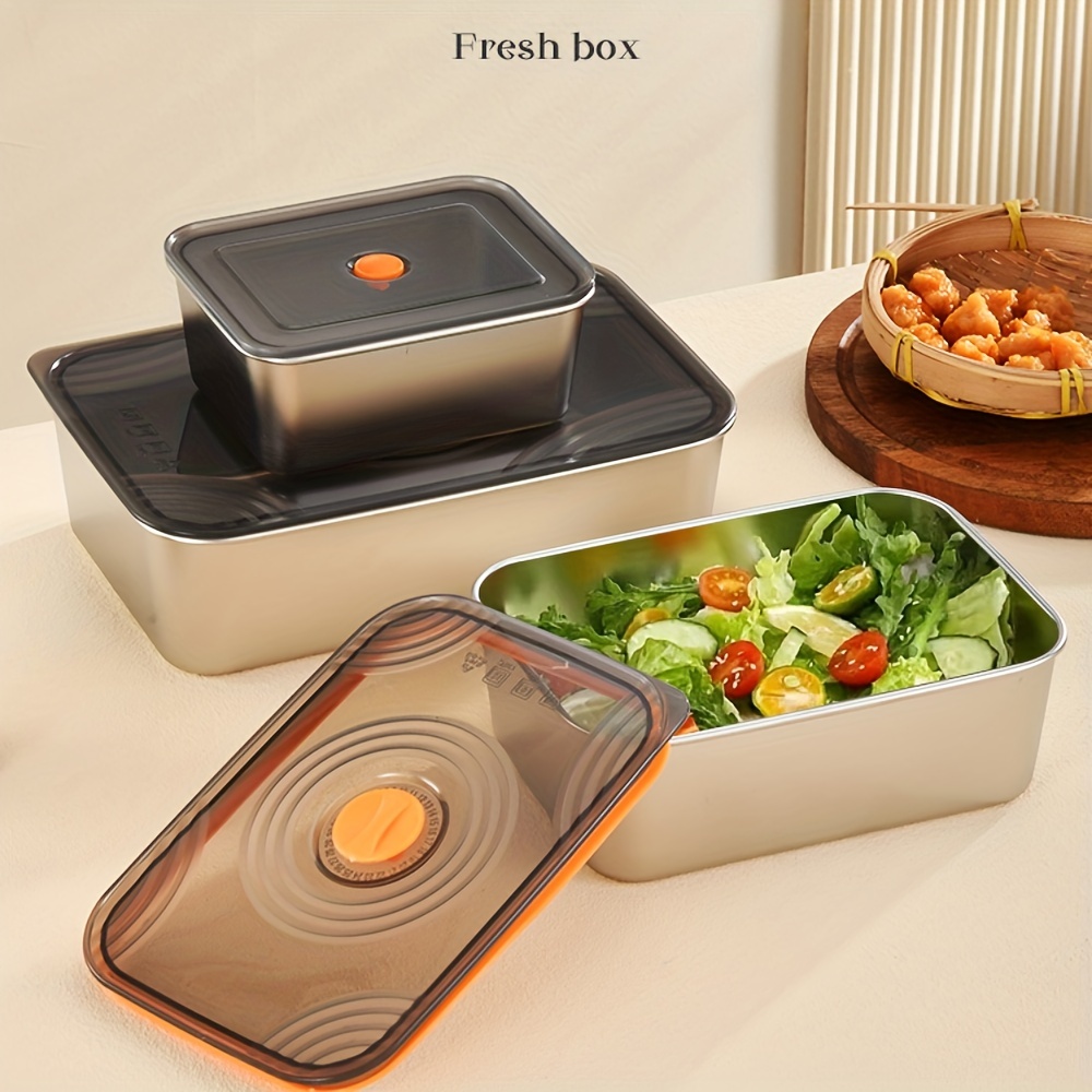 

3pcs, Stainless Steel Food Storage Containers With Of 550/1500/1700 Ml, Featuring Airtight - Leak-proof, Stackable Storage Boxes Ideal For Outdoor Picnics, Suitable For Meats, Fruits, And Vegetables.